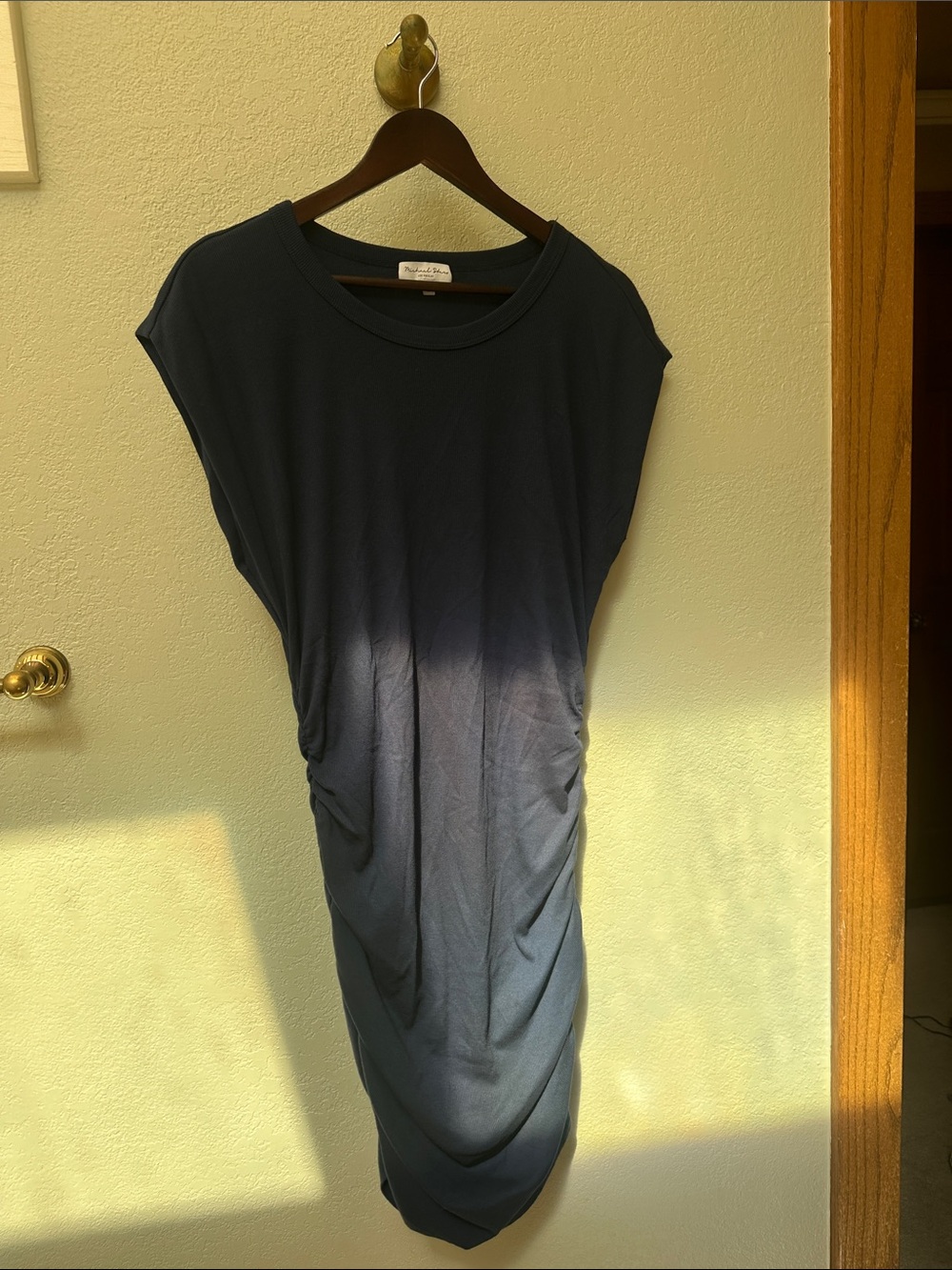 Michael Stars Navy Draped Cap-Sleeve Midi Dress